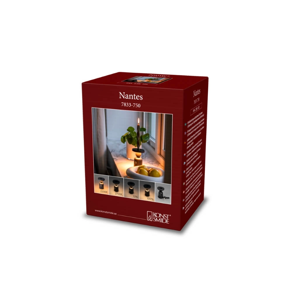 Lampe de table rechargeable Nantes Noir pour bougeoir KonstSmide 7318307833751