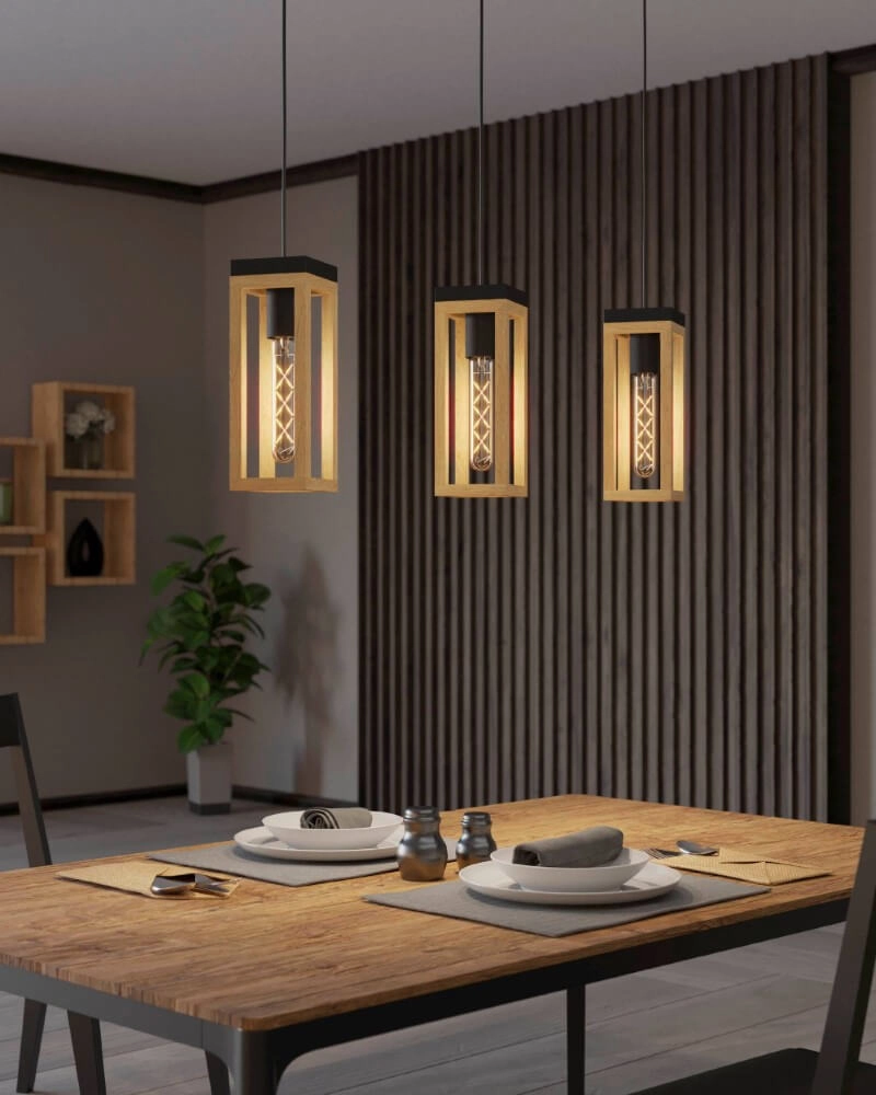 Lampe de table à manger en bois Nafferton Eglo 9002759437442