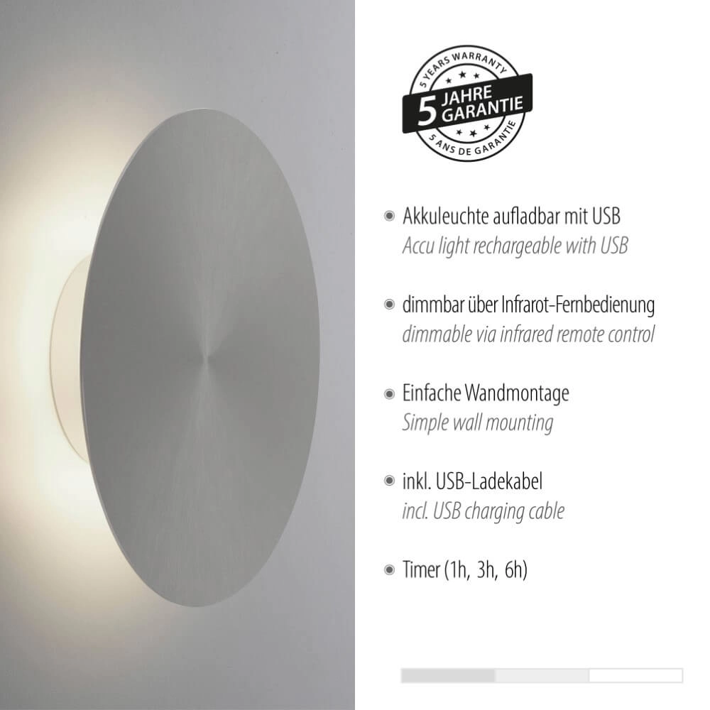 Applique design Akku Puntua Ø 25cm gris Paul Neuhaus 4012248372517