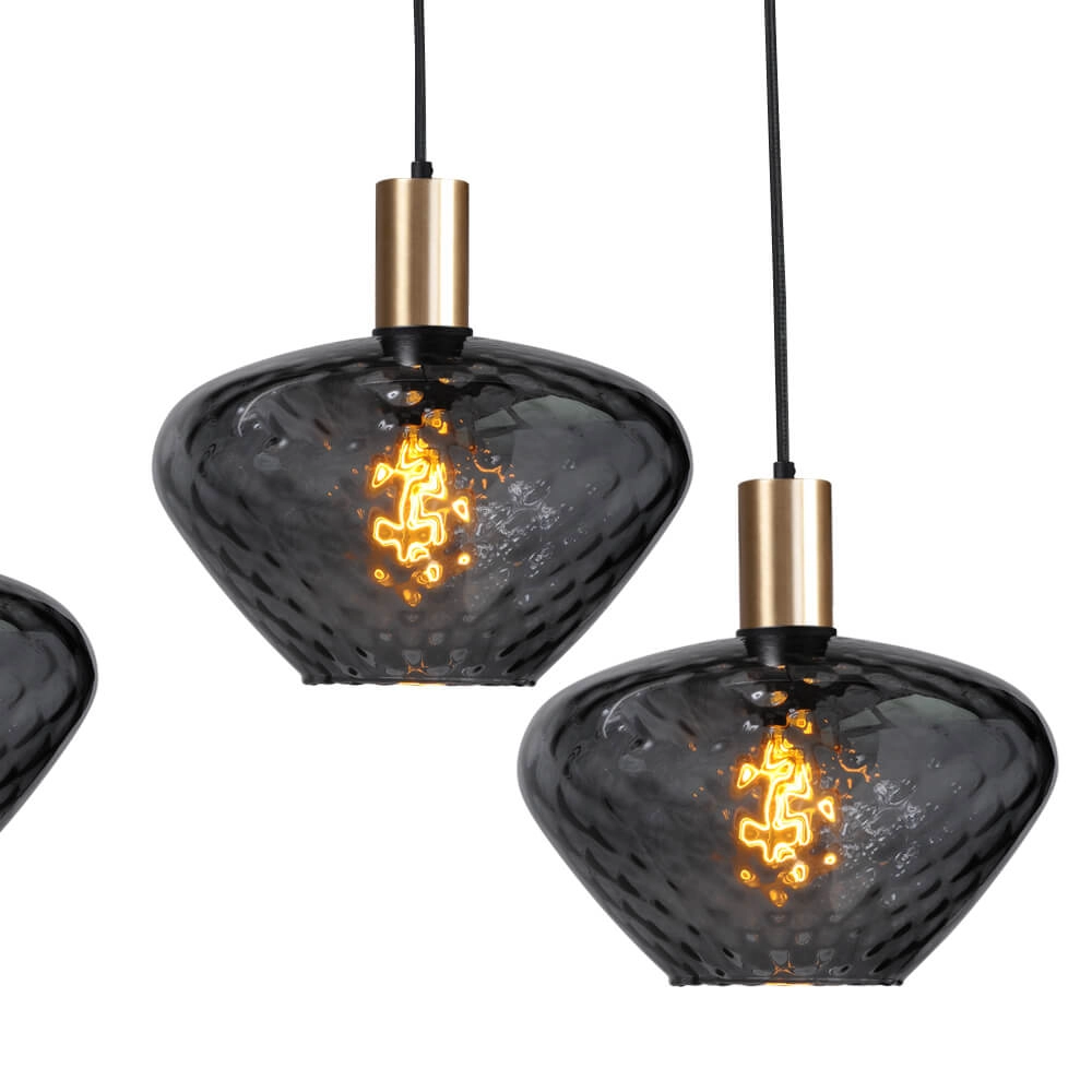 Lampe suspendue 6 lumières - dorée - Porto avec des verres à fumée Blossom Masterlight 8718121270524