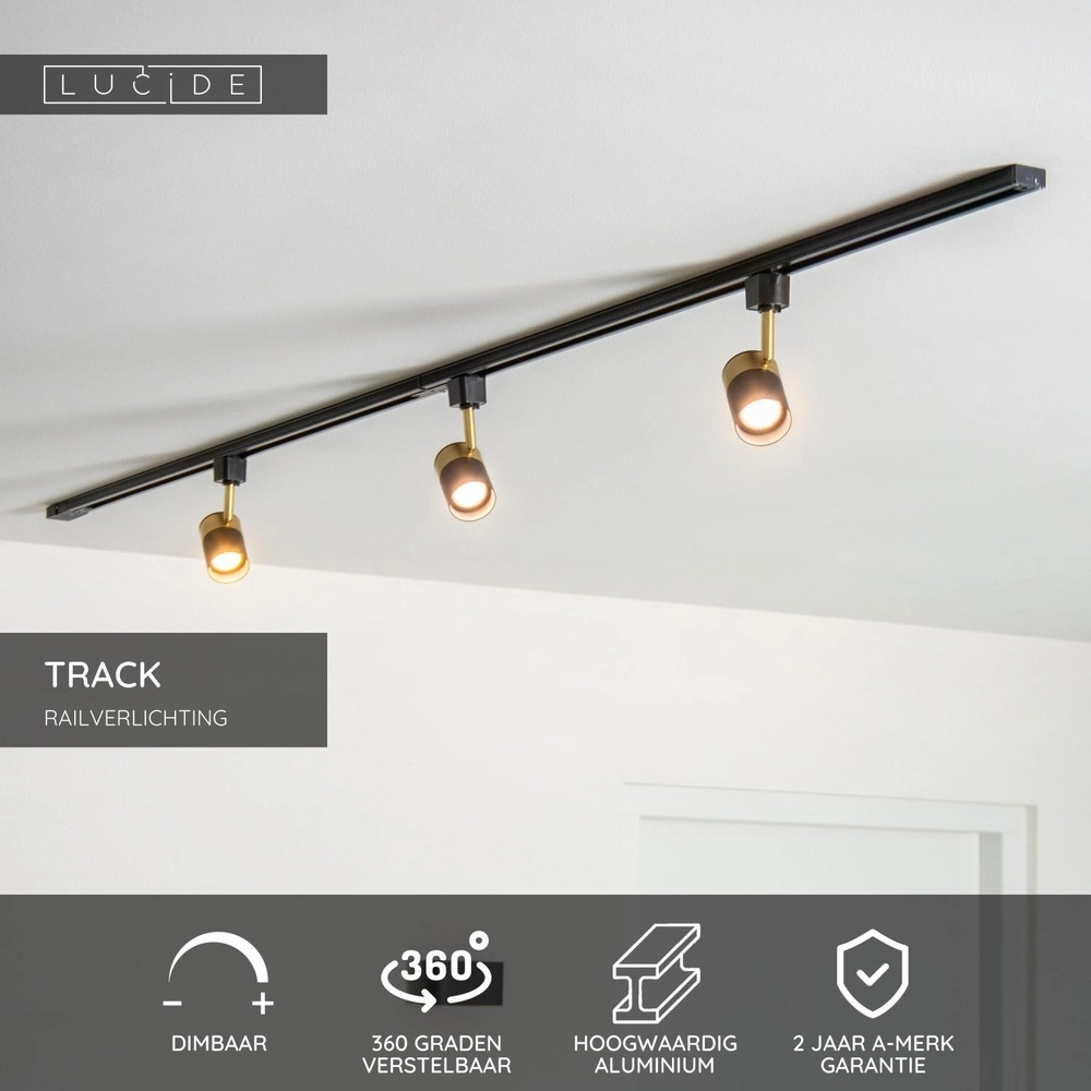 Spot ferroviaire Track Floris Noir monophasé Lucide 5411212093332