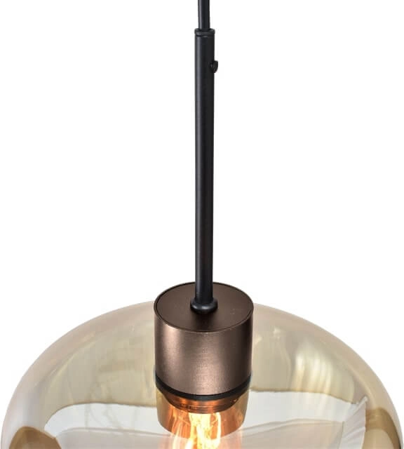 Suspension 5 lumières Genua marron avec 2x verre doré Ø 24cm et 2x pendentif Masterlight 8718121357140