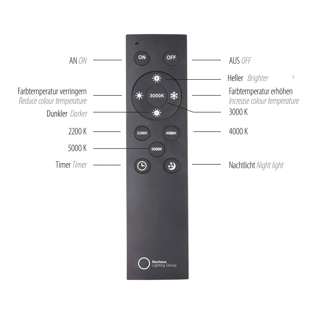 Lampe de plafond LED élégante Pure Lines Round Ø 35 cm - losange Paul Neuhaus 4012248395233