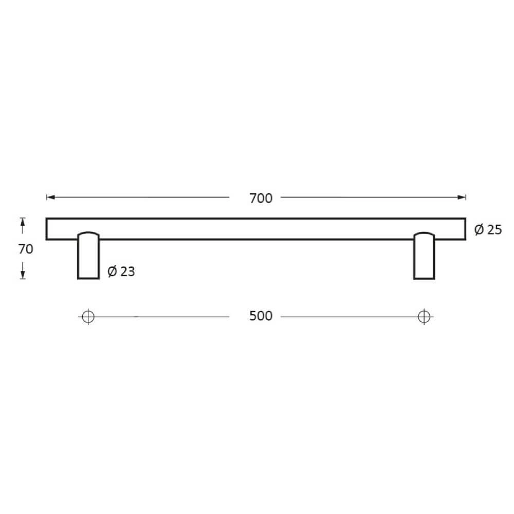 Poignées de porte en forme de T Gripon 70x7cm la paire en acier inoxydable Intersteel 8714186334201
