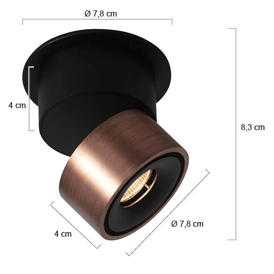 Spot lisse monté en surface Fez Bronze uniquement Steinhauer 8712746187236