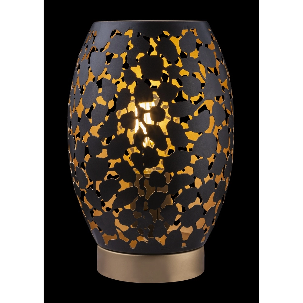 Lampe de table Narri noir avec or - trous grossiers Globo 9007371378555