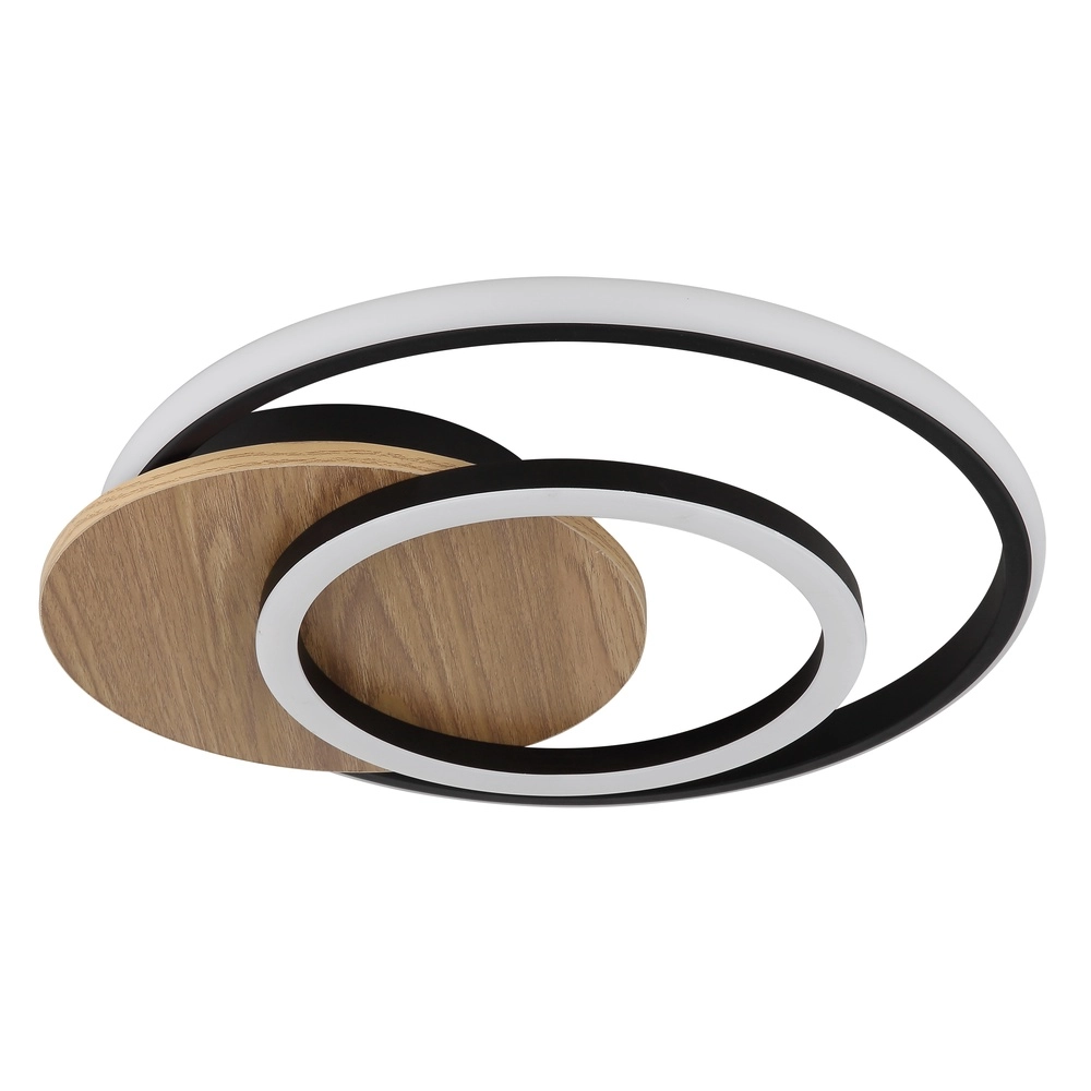 Lampe de plafond à design Julio noir avec bois Globo 9007371471386