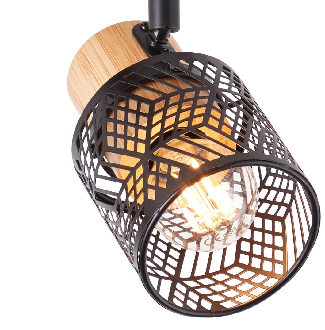 Taches Santy 2 lumières noir avec bois Brilliant 4004353391040