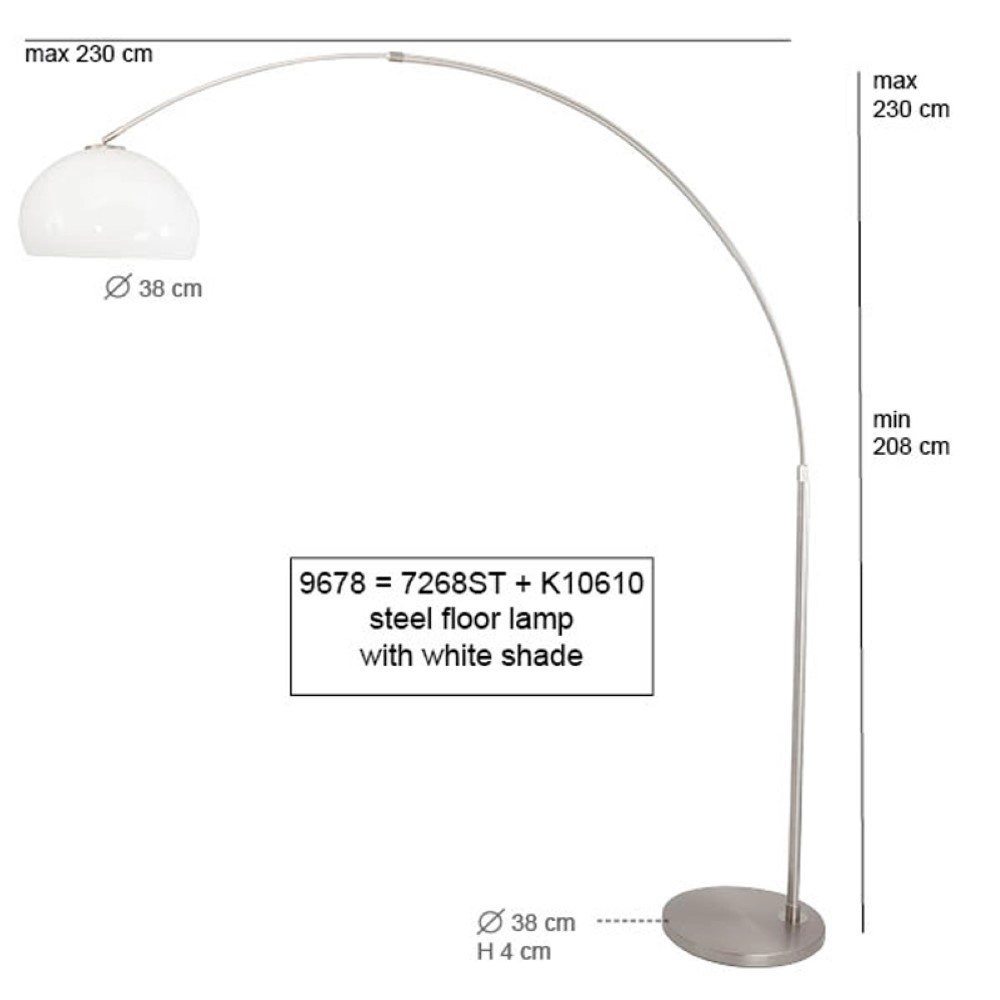 Lampe à arc Stresa Acier inoxydable avec abat-jour blanc Steinhauer 8712746092882