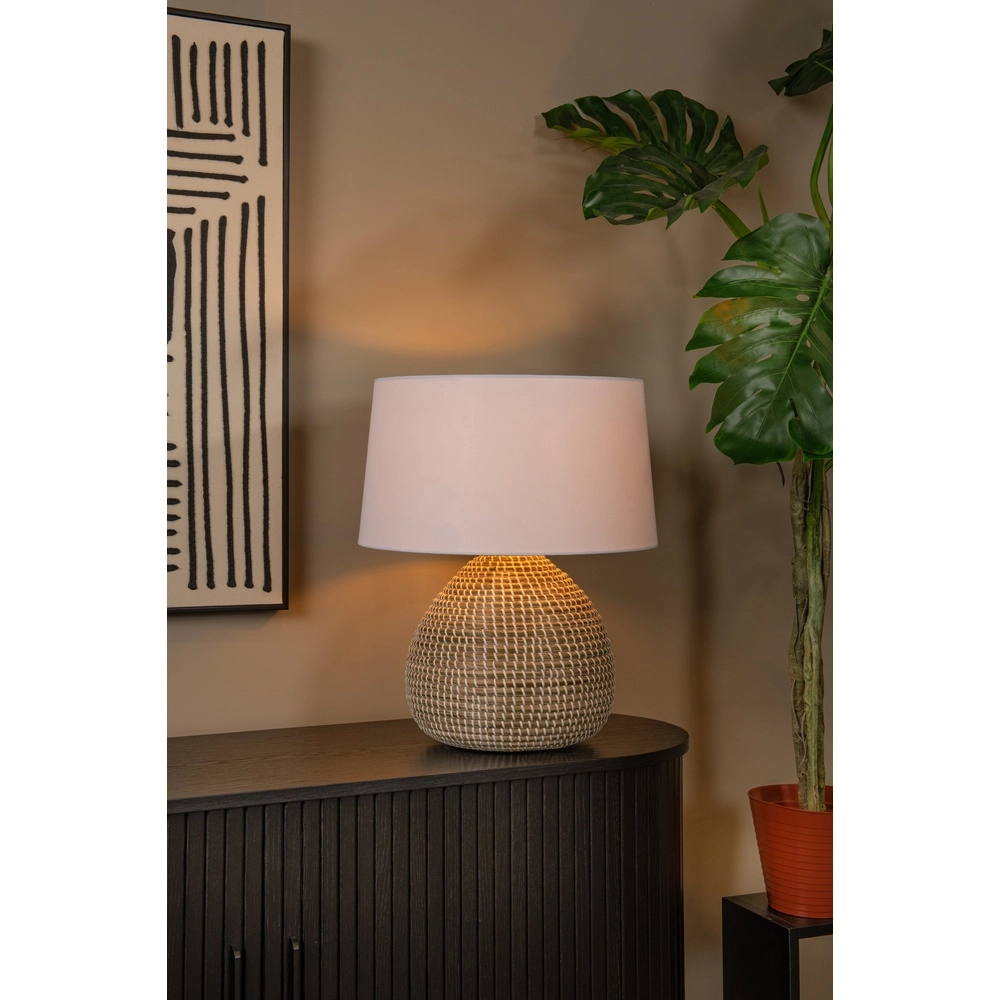 Lampe de table en herbe marine Maduka Ø 45cm - brun avec teinte blanche Premium by Lucide 5411212106087