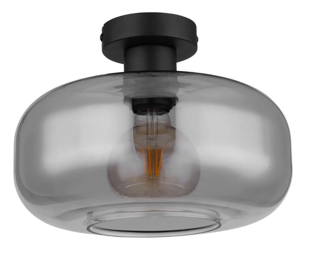 Plafonnier noir Giuseppe verre de fumée Globo 9007371432226