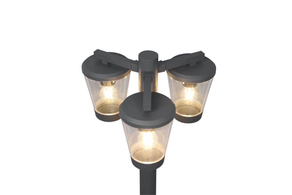 Lanterne de jardin Cavado 3 lumières 220cm anthracite Trio 4017807506228