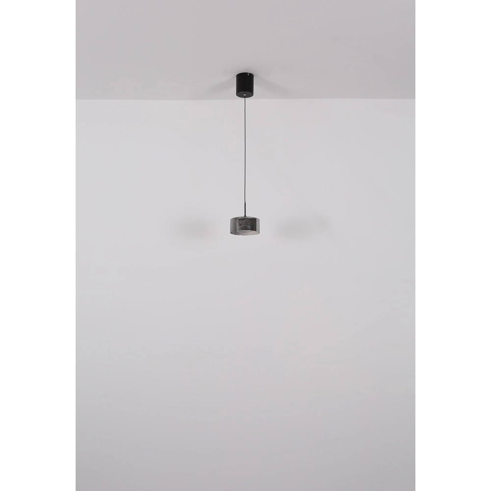 Lampe pendante de conception Fogsy Noir simple avec verre fumé Globo 9007371450381