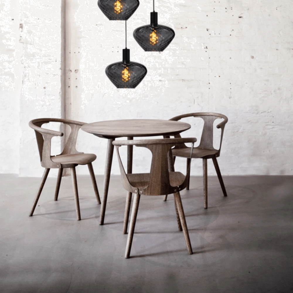 Suspension loft 3 lumières - noire - Porto avec des verres à fumée Blossom Masterlight 8718121270814