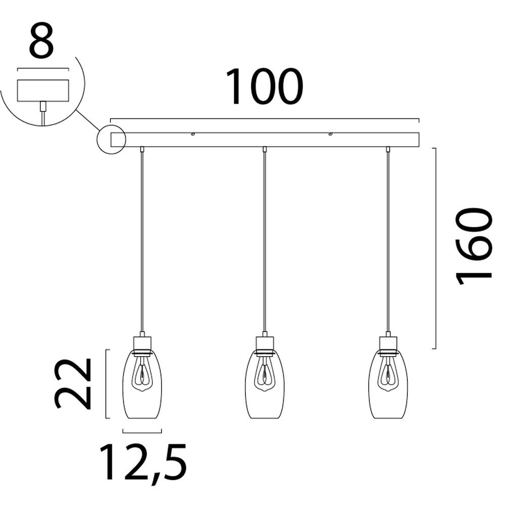 Lampe suspendue en verre Olive 3x Ø 12,5cm - sable Masterlight 8718121393940