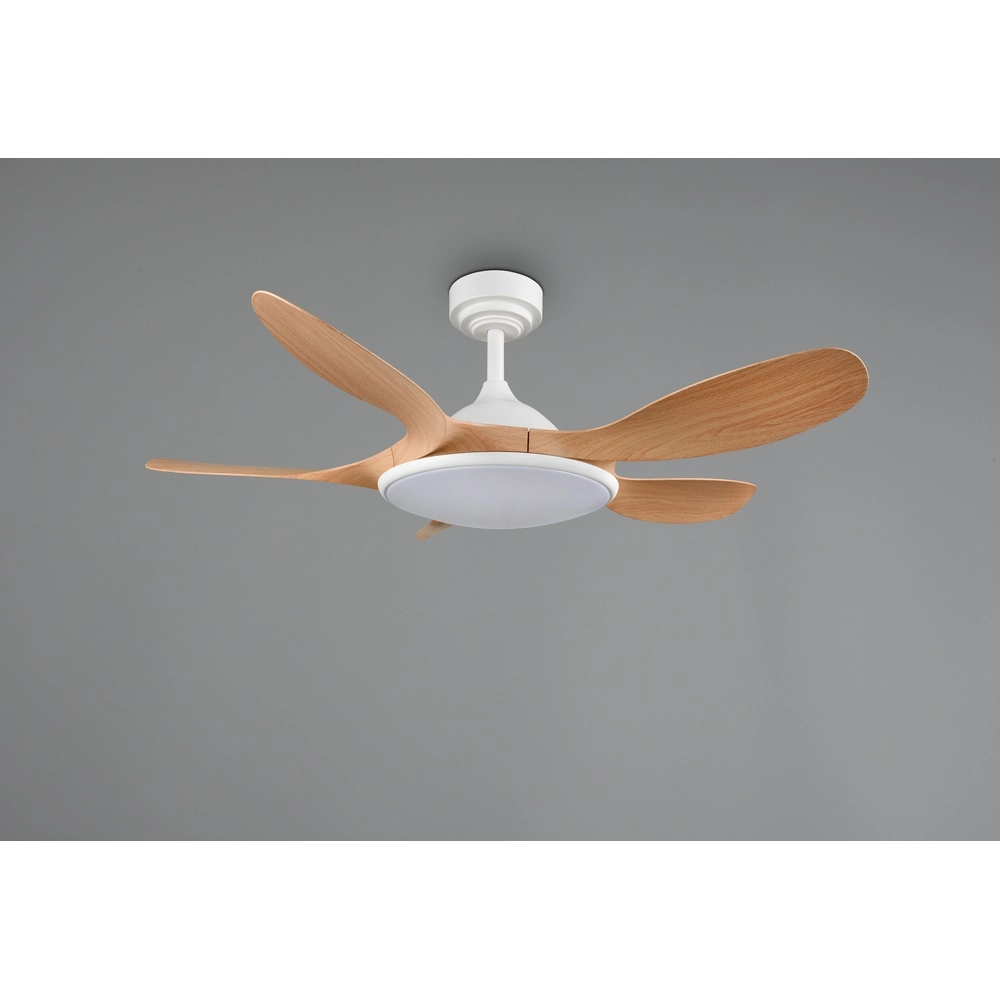 Éventail blanc Flen avec des sommets en bois Ø 108 cm Trio 4017807689297