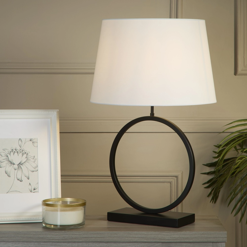 Lampe de table Elegant noir avec capuche blanche Searchlight 5053423305509