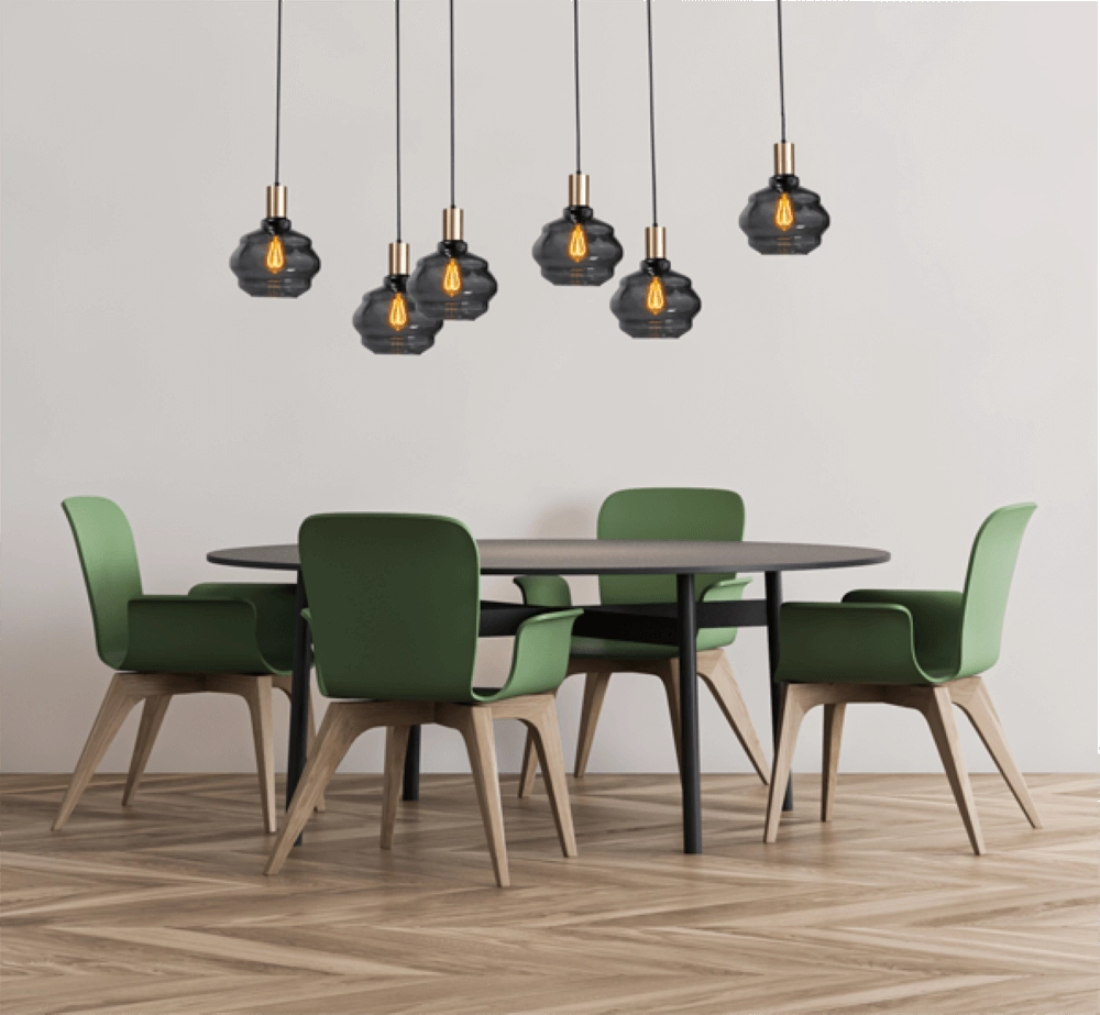 Lampe suspendue 6 lumières - dorée - Porto avec des verres à fumée Ball Masterlight 8718121270463