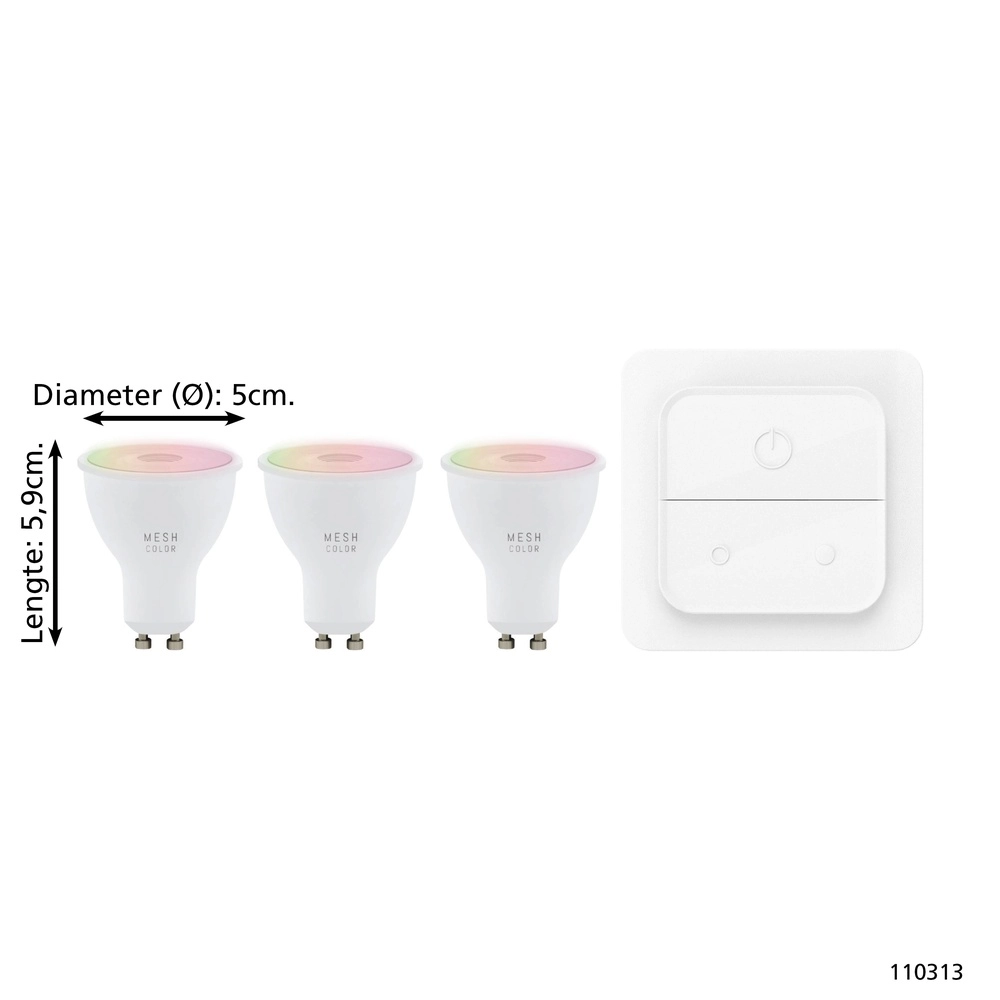 Lot de 3 Led Zigbee GU10 4,9 W - 345 lm - 2700 à 6500 K Eglo 9008606293865
