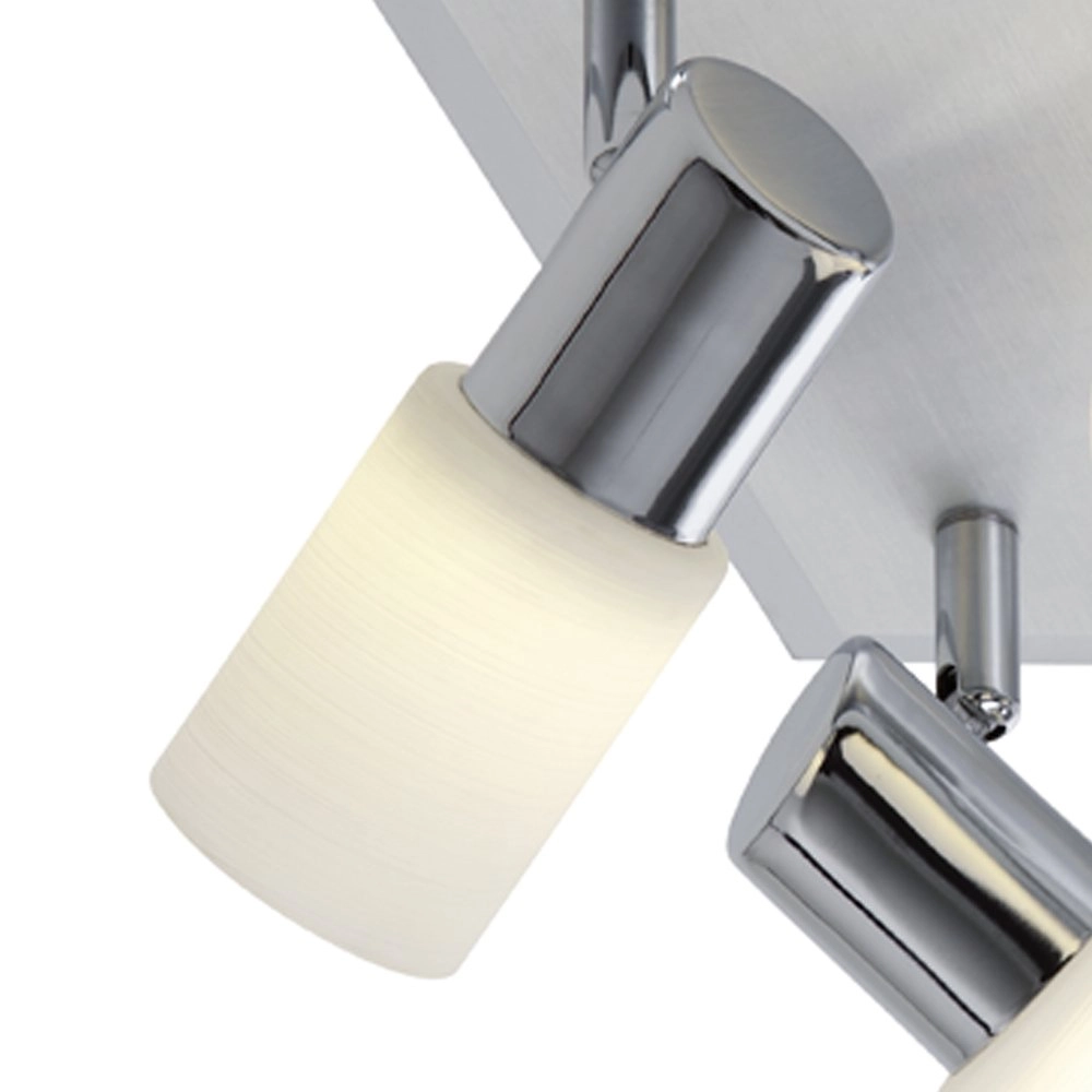 Spot de plafond LED Series 8214 Square Gris métallisé à 4 lumières avec chrome Trio 4017807220926