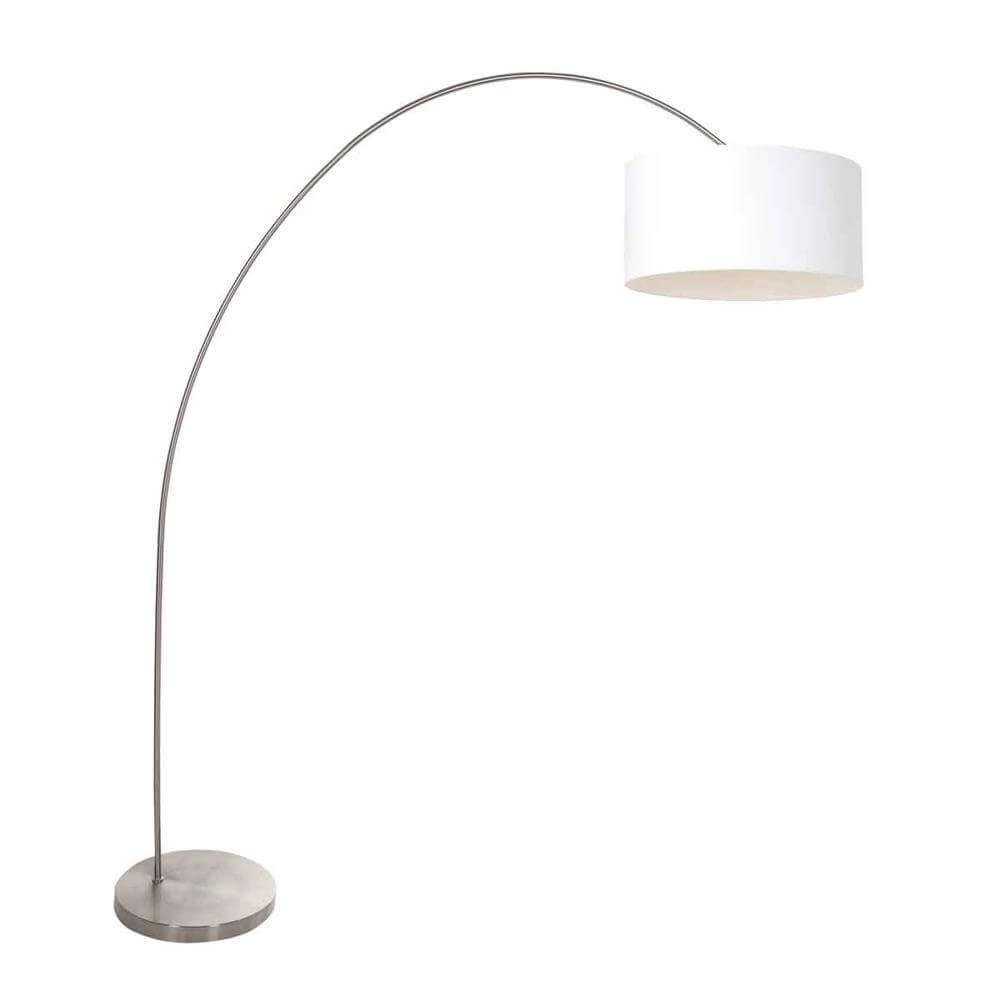 Lampe à arc Solva métal avec abat-jour blanc