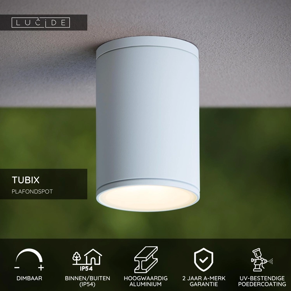 Projecteur de plafond Tubix IP54 blanc Lucide 5411212271211
