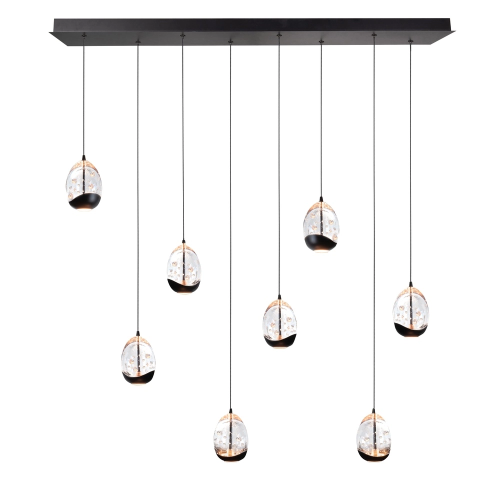 Suspension Clear Egg noir 8 lumières droit Suspension Clear Egg noir 8 lumières droit