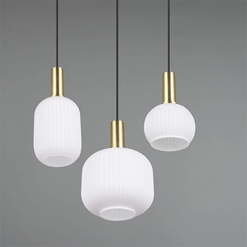 Lampe suspendue pour salle à manger Diva 3 lumières - verre blanc Trio 4017807614503