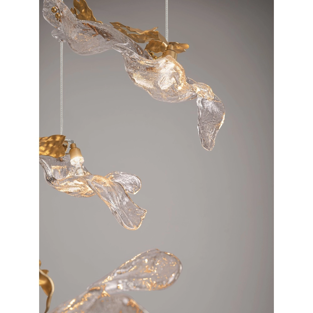 Lampe pendante dorée Avesa avec du verre clair Ø 100 cm Lyora 5212063500440