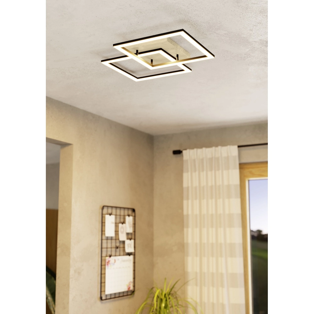 Lampe de plafond Zigbee Lomaltas-Z noir avec aspect bois - carré Eglo 9008606327904