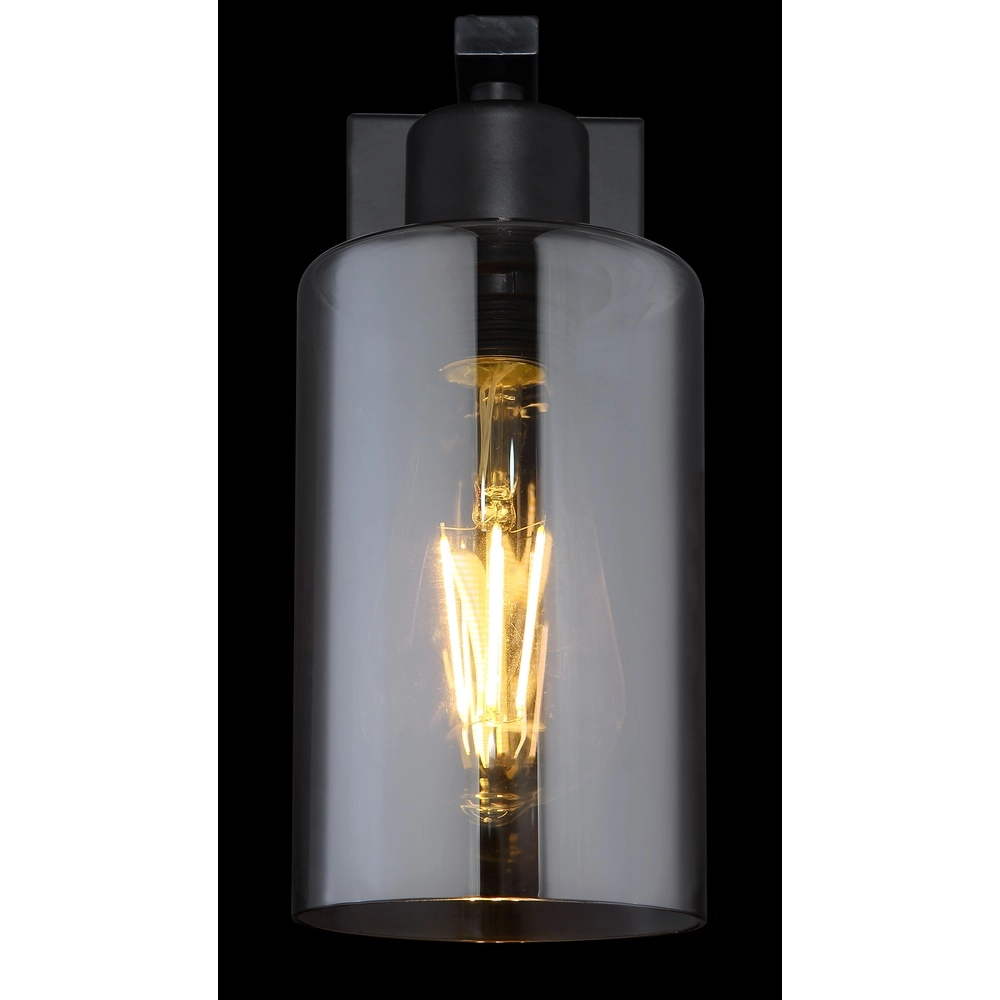 Lampe murale noire Hadera avec du verre fumé Globo 9007371402847