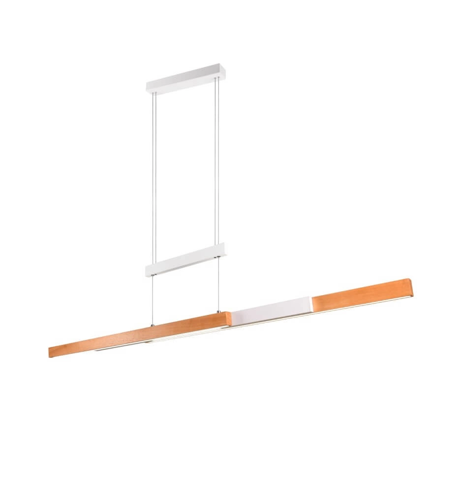 Lampe suspendue de bureau Trajan avec aspect bois et blanc Trio 4017807613018