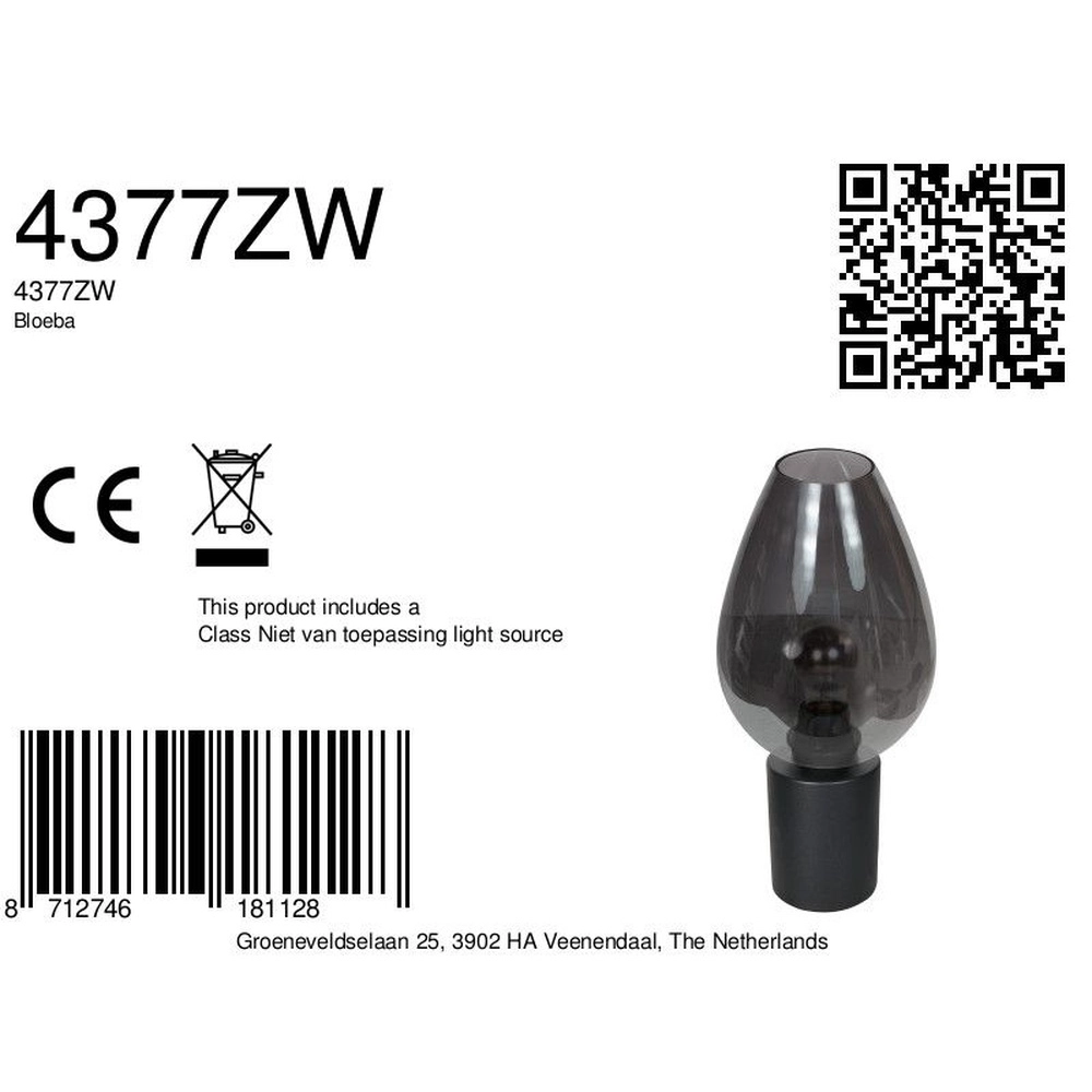 Lampe de table Bloeba verre fumé Ø 22,5cm Steinhauer 8712746181128