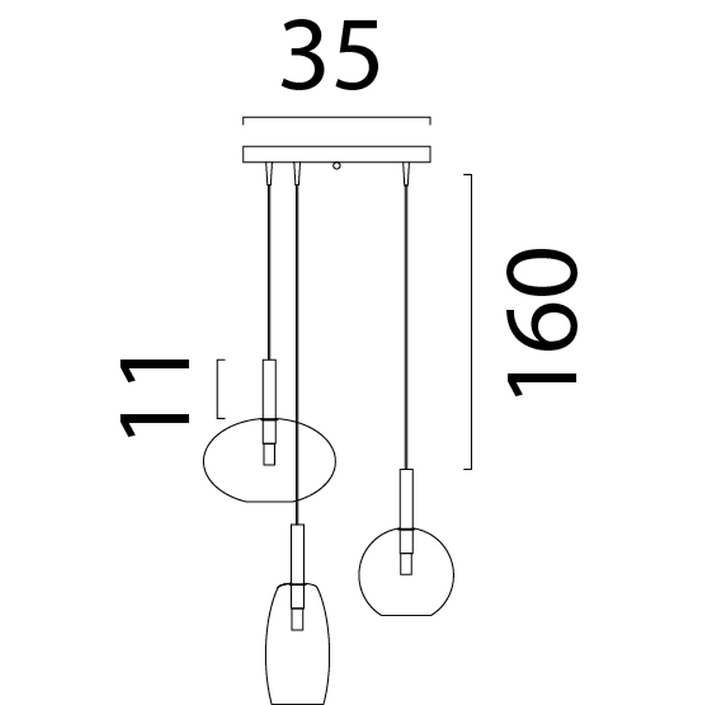 Lampe pendante 3L Vide Lido avec du verre transparent Masterlight 8718121335377