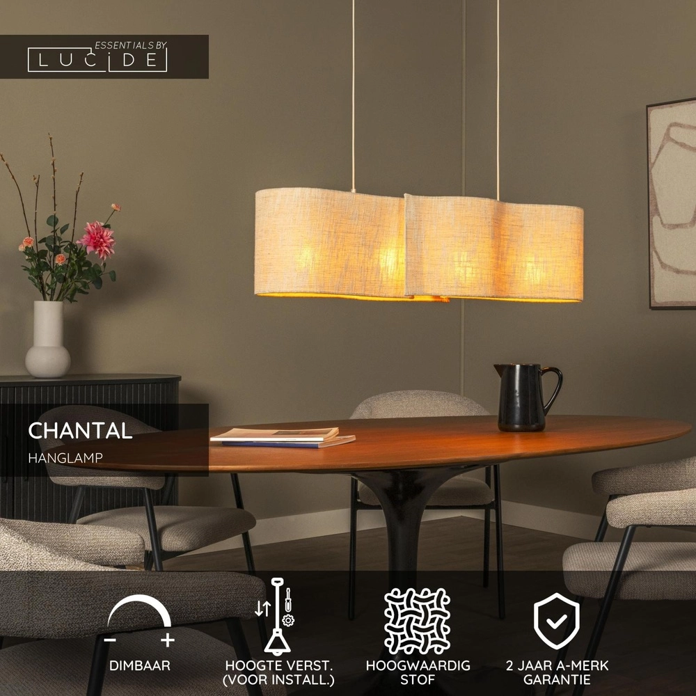 Lampe suspendue organique Chantal Beige 4 clairs Lucide 5411212510105