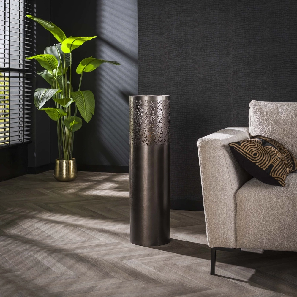 Lampe sur pied orientale Cylinder 90 cm - nickel noir Lyora 8716803511293