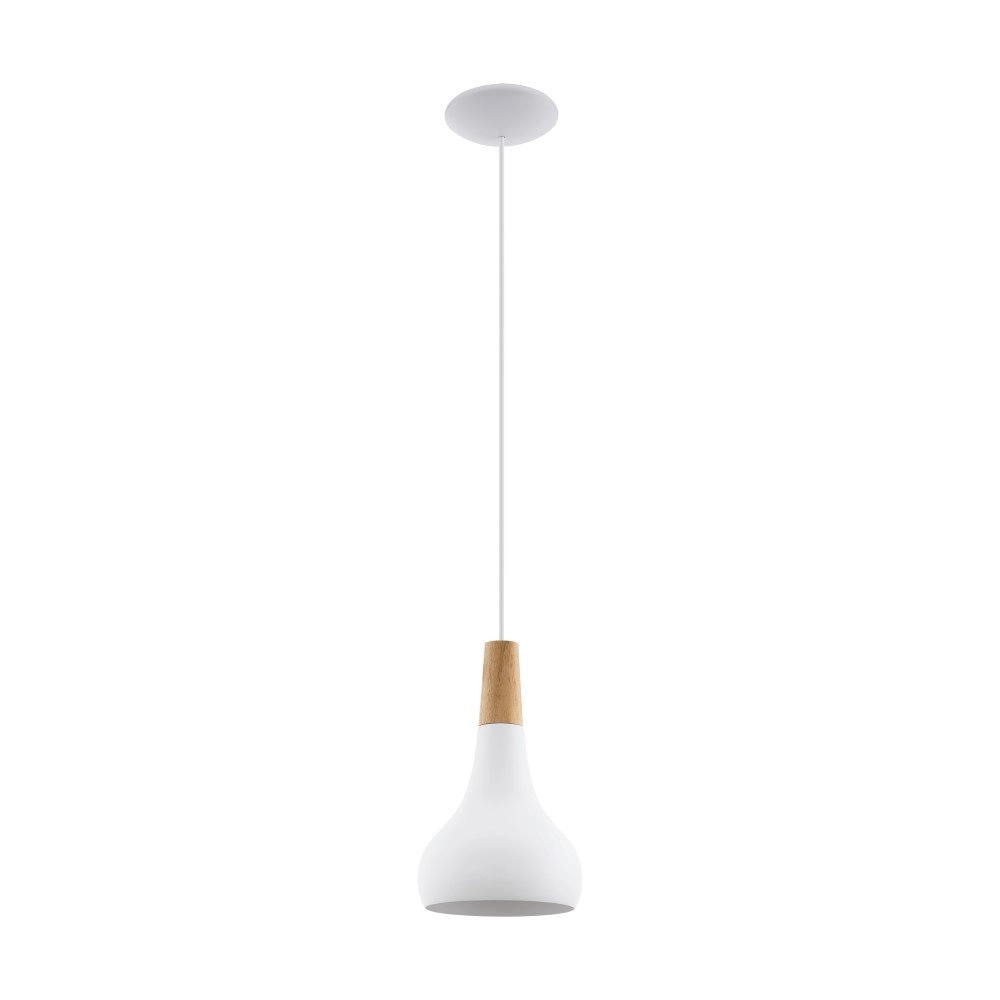 Lampe à suspension Sabinar 18cm blanc avec bois marron Eglo 9008606299973