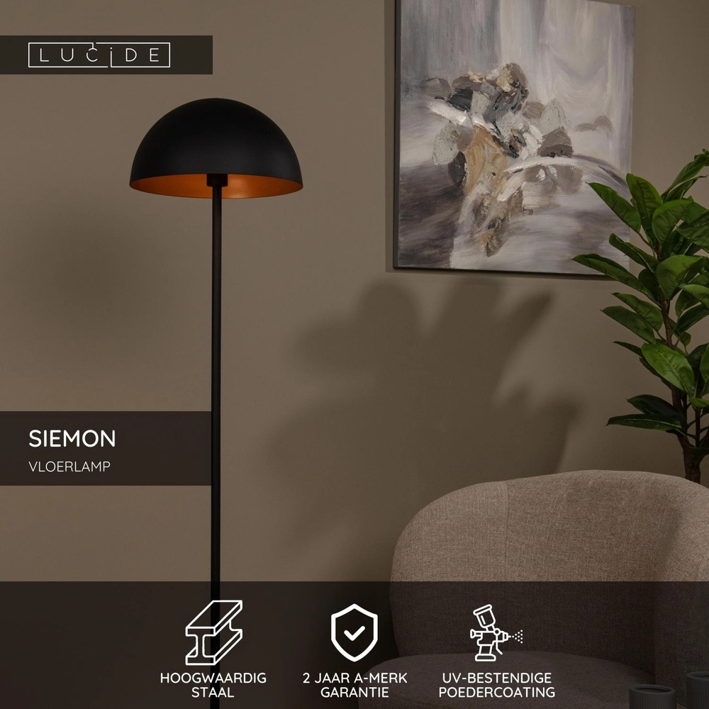 Lampadaire de conception Siemon Noir Lucide 5411212451668