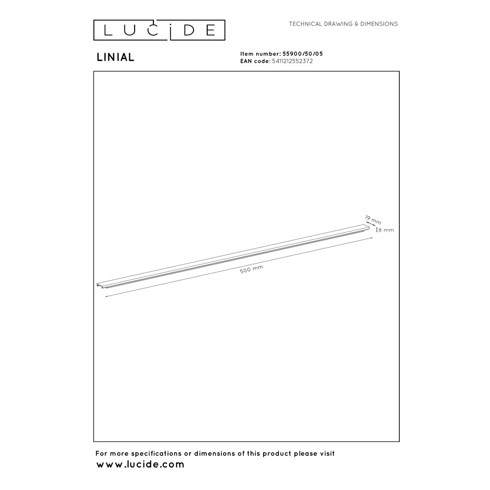 Couverture ferroviaire monophasée Linial Champagne 50 cm Premium by Lucide 5411212552372