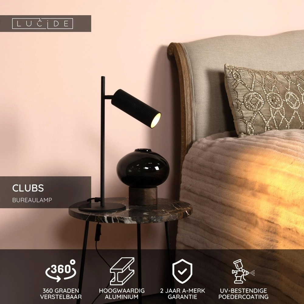 Lampe de bureau Clubs Noir Lucide 5411212093424