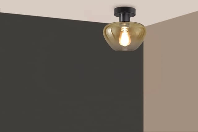 Plafonnier Genua noir avec verre doré Ø 24cm Masterlight 8718121357201