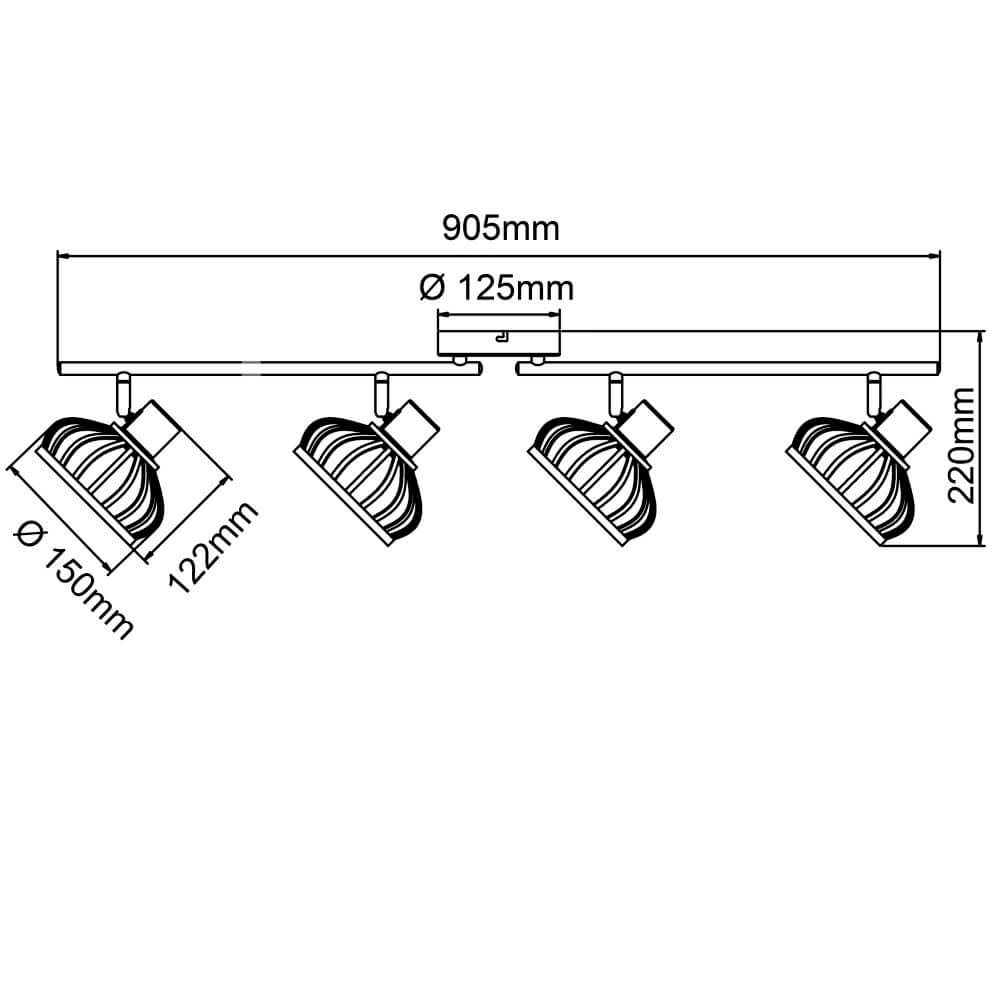 Plafonnier en bois Norah 4 lumières Brilliant 4004353409547
