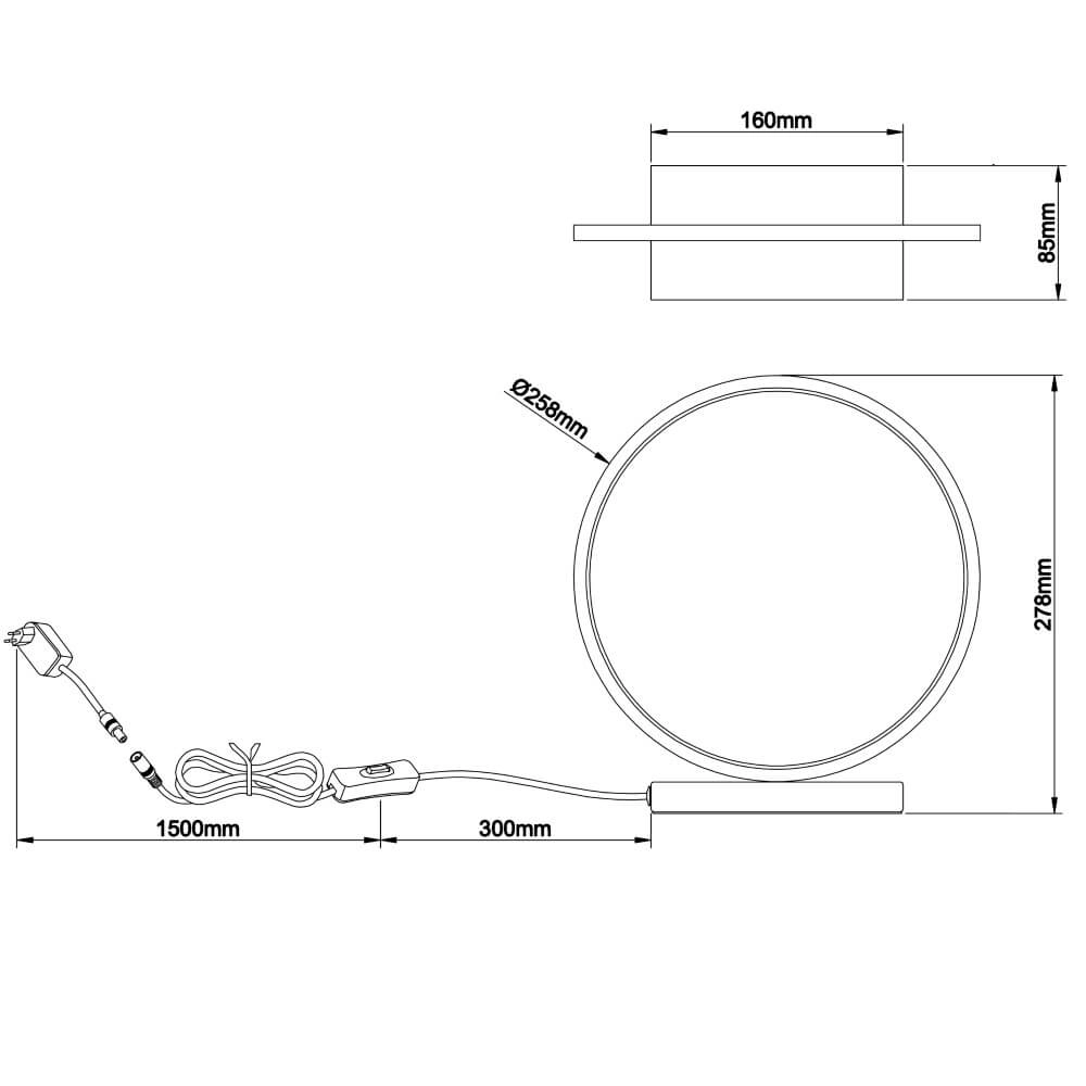 Lampe de table Chaumont rond noir Brilliant 4004353414985