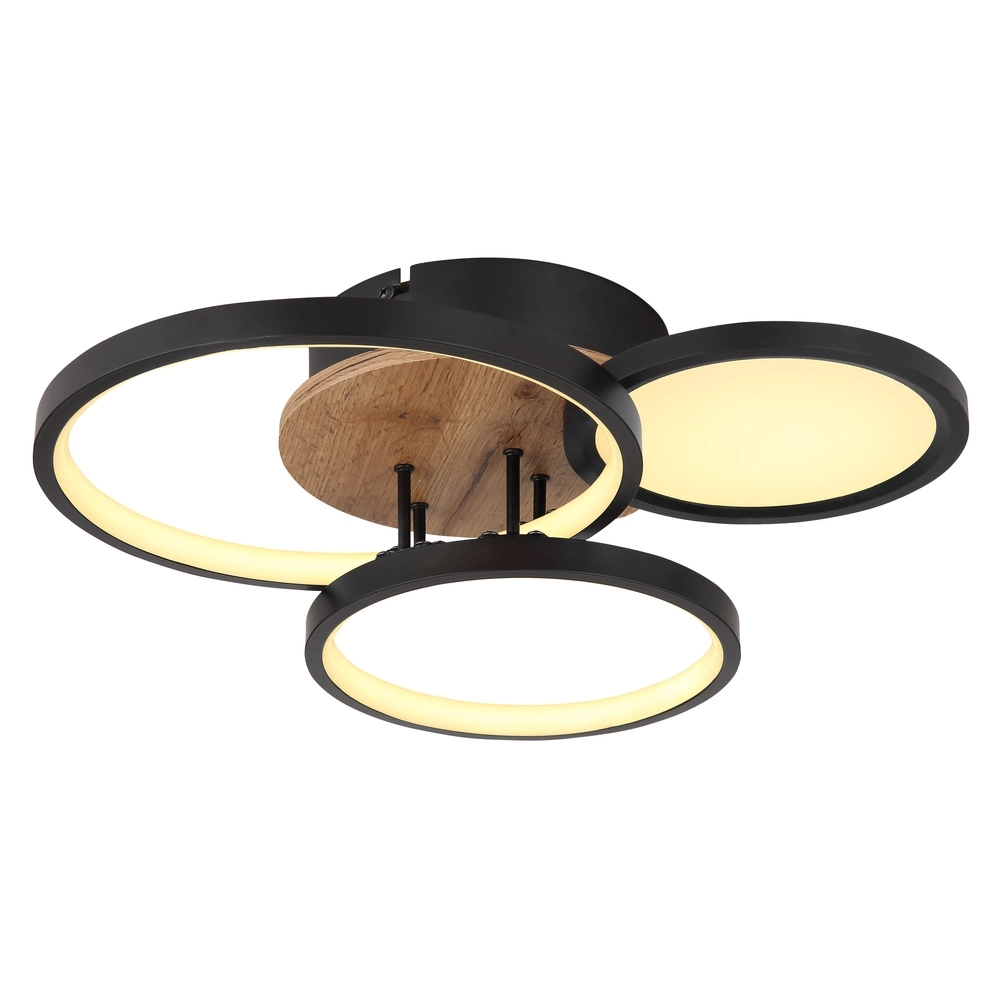 Lampe de plafond noire Sid Conception en bois