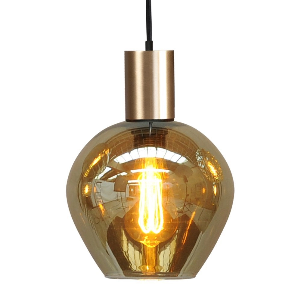 Lampe suspendue noire Bounty or avec verre rond Masterlight 8718121248417