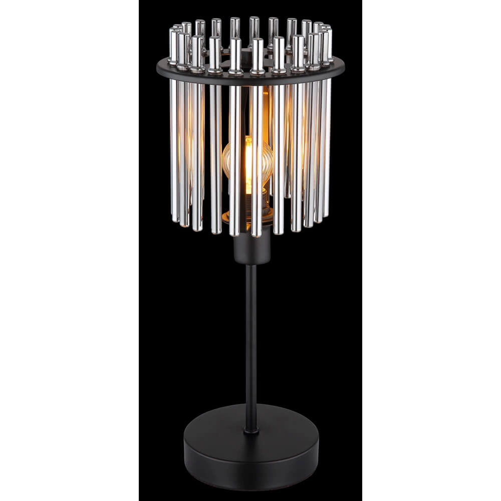 Lampe de table noire Gorley avec verre fumé Ø 15cm Globo 9007371454181