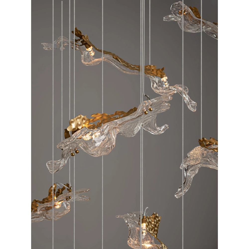 Lampe pendante dorée Avesa avec du verre clair Ø 100 cm Lyora 5212063500440