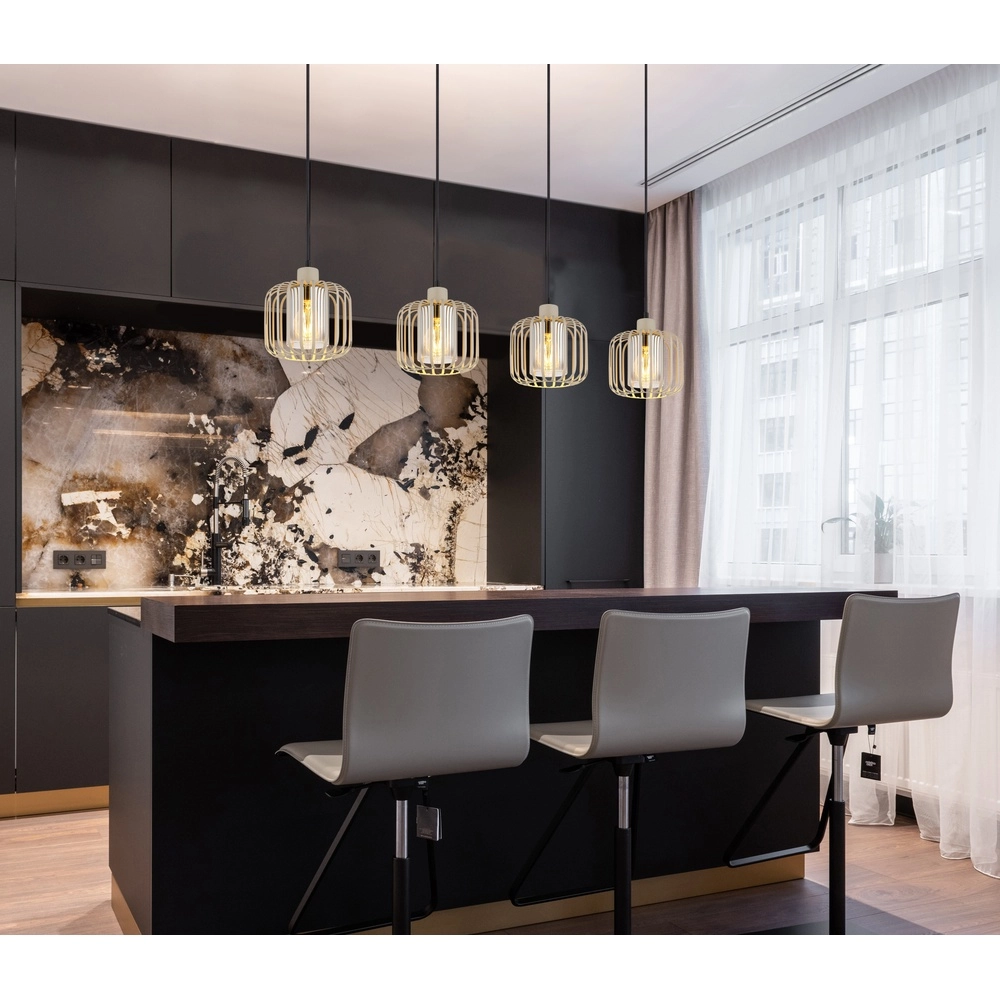 Suspension 4 lumières Alfred brun sable Globo 9007371533619