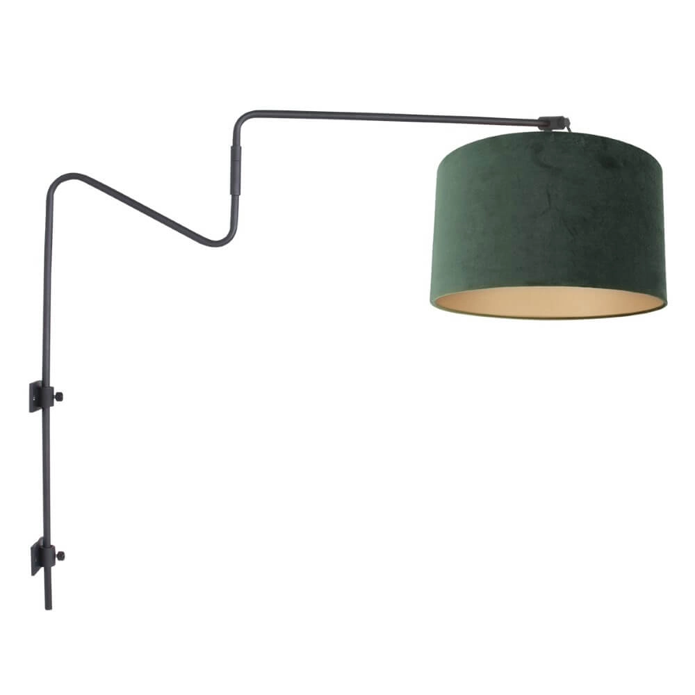 Lampe de lecture murale Linstrom avec abat-jour en velours vert