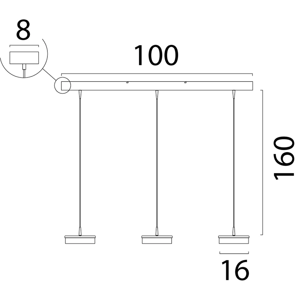 Lampe pendante à 3 lampes Imperia 100 cm noir avec or Masterlight 8718121348155